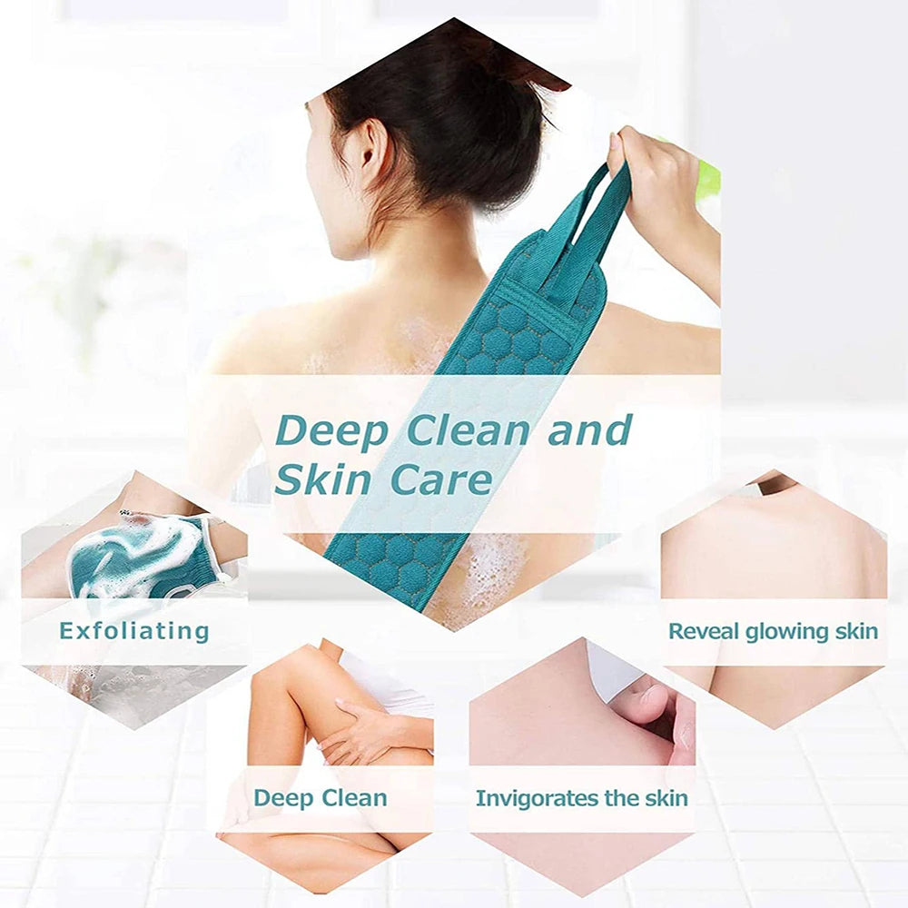 Exfoliating Body Scrubber Set - Includes Back Scrubber, Bath Glove And