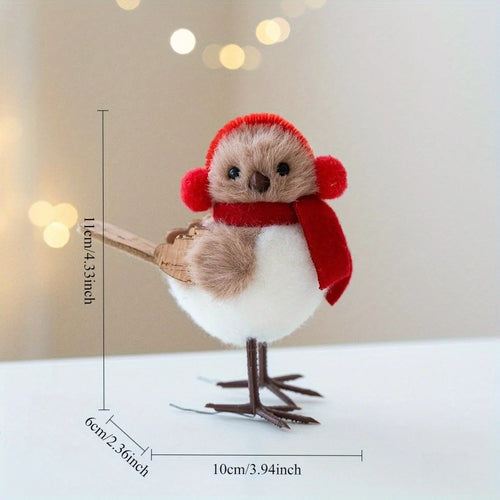 1/3pcs Christmas Foam Birds with Red Scarves Holiday Tree Decor