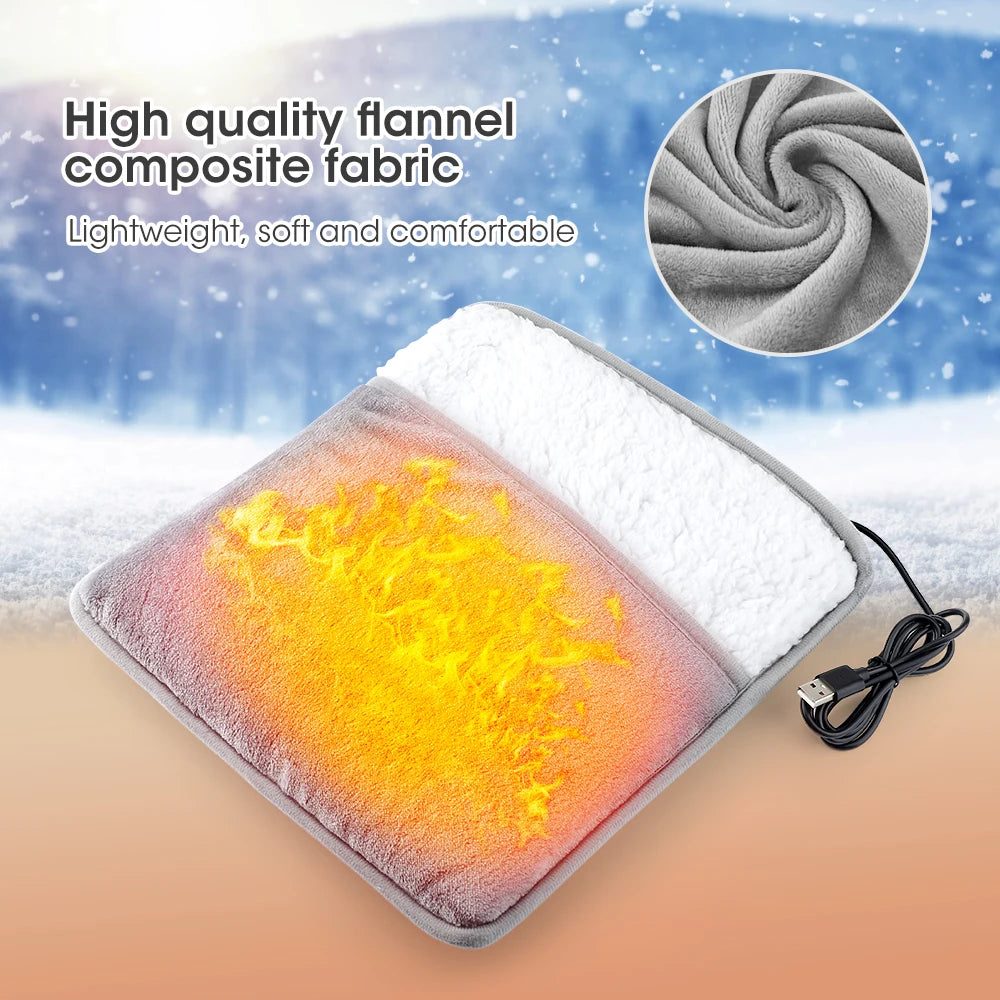 Winter Electric Foot Heating Pad USB Charging Soft Plush Washable Foot