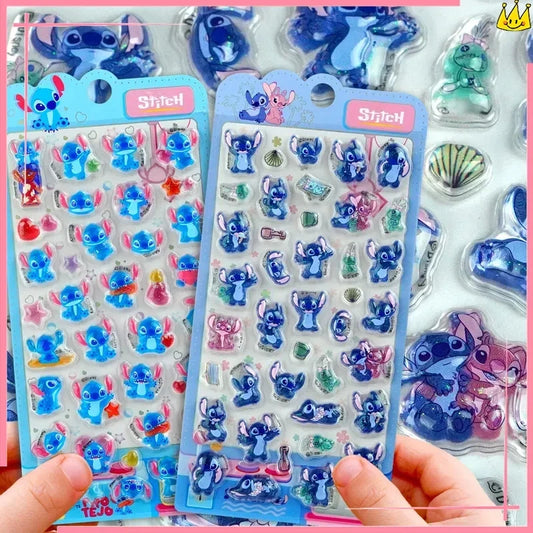Genuine Stitch 3d Stereo Crystal Sticker Cute Cartoon Hand Account DIY