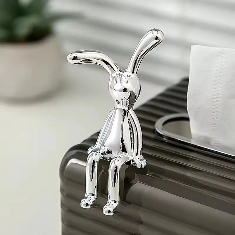 2PC Long-Eared Rabbit Double Statue Cartoon Decoration Accessories