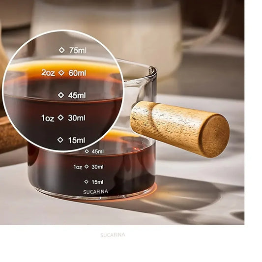 Glass Measuring Cup With Wood Handle 1pc Glass Espresso Measuring Cup
