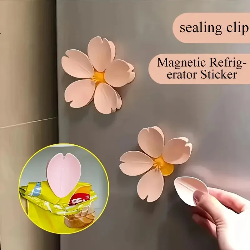 1/2pcs Sakura Magnetic Fridge Magnet Seal Clip, Petal Sealing Clip,