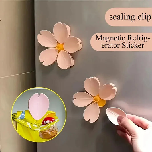 1/2pcs Sakura Magnetic Fridge Magnet Seal Clip, Petal Sealing Clip,