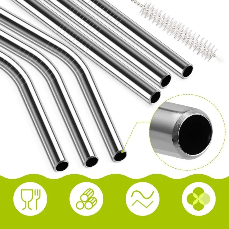 Stainless Steel Straw with Silicone Tip for Stanley Cup 2Pcs
