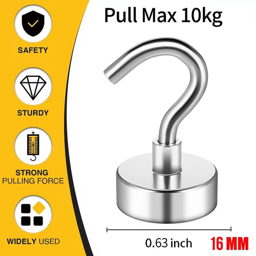 3/6Pcs Magnetic Hooks Heavy Duty, 25 LBS Strong Magnets with Metal