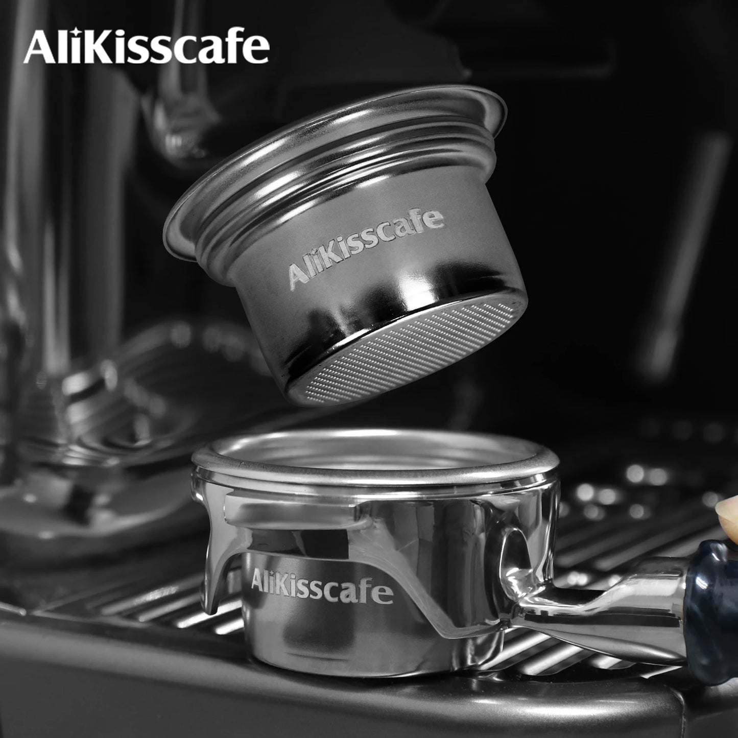 AliKisscafe 58mm to 49mm Step Down Portafilter Basket Kit Coffee