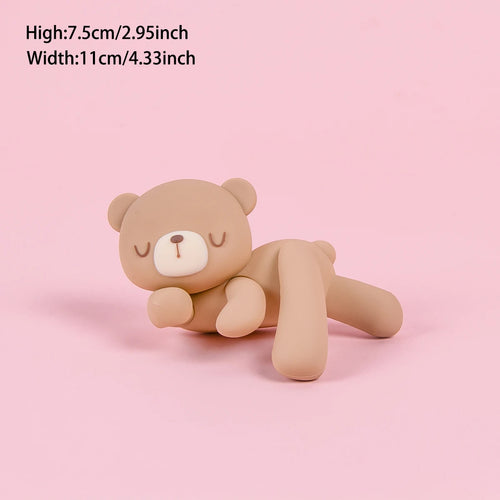 Pink Blue Bear Cake Topper Bear Doll Ornaments Insert Birthday Cake