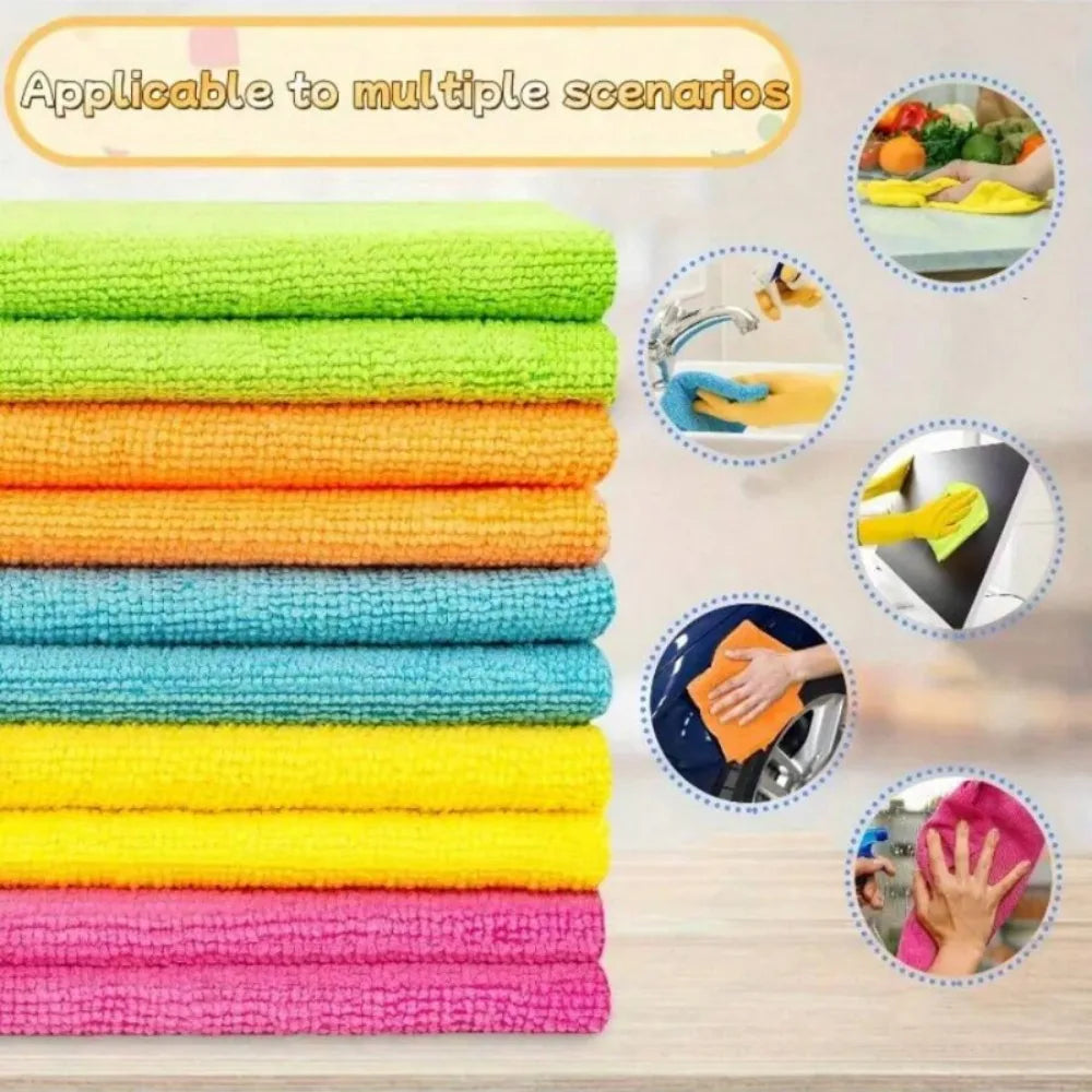 1/3/5/10Pcs Microfiber Cleaning Cloth Set Multi-color Soft