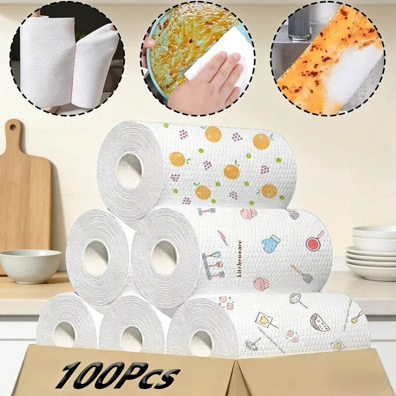 One Roll (100 Sheets) Lazy Rag Wholesale Absorbent Thickening Kitchen