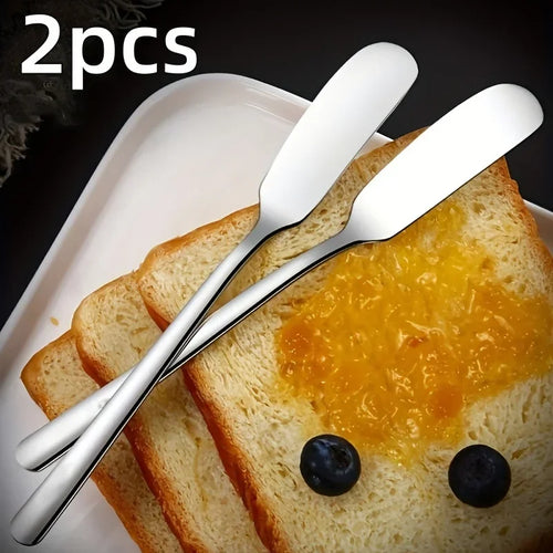 2 pieces, butter knife, stainless steel butter knife, cheese spreader,