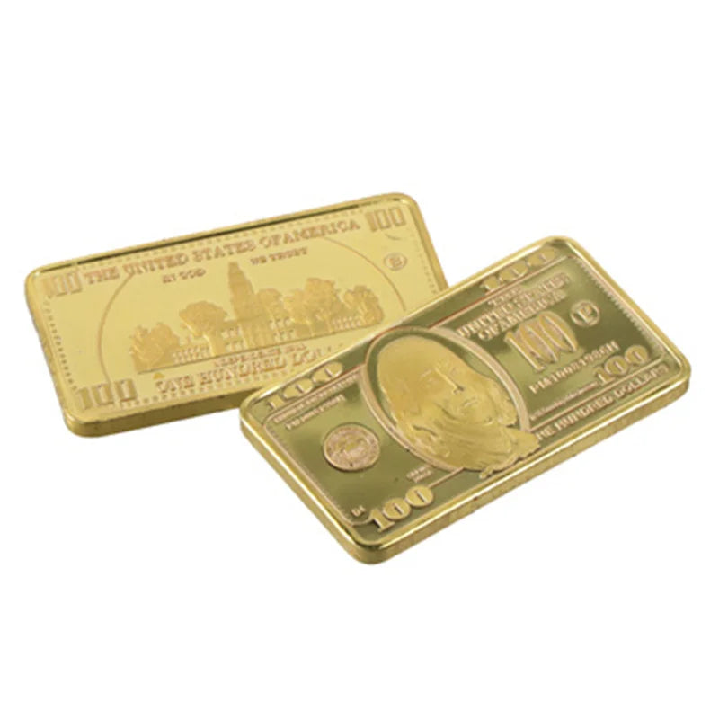 1pcs USA 100 Dollar Bullion 24k Gold Bar American Metal Coin Golden