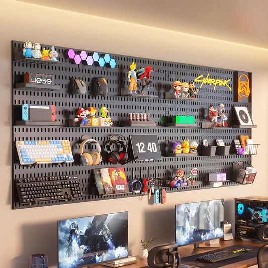 No-Drill Gaming Room Pegboard, Wall Organizer for Controller,