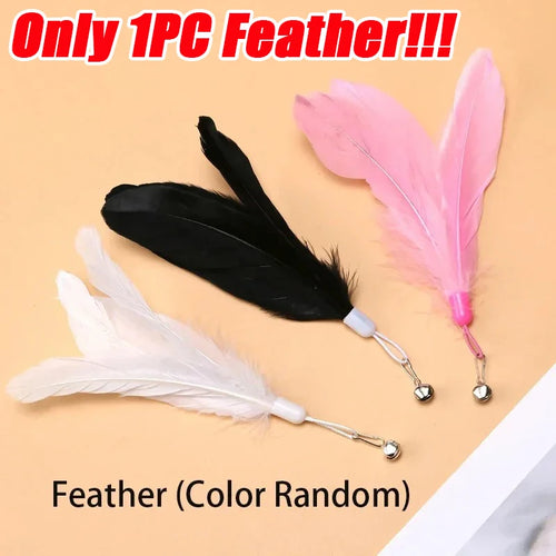 Cat Teaser Toy Cat Teaser Pole With Feather Bell Extended Rod Suction