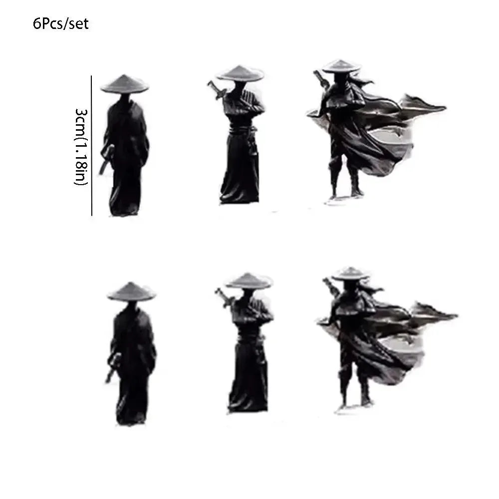 6Pcs/set Mini Chinese Swordsman Figure Exquisite Ancient Car Statue