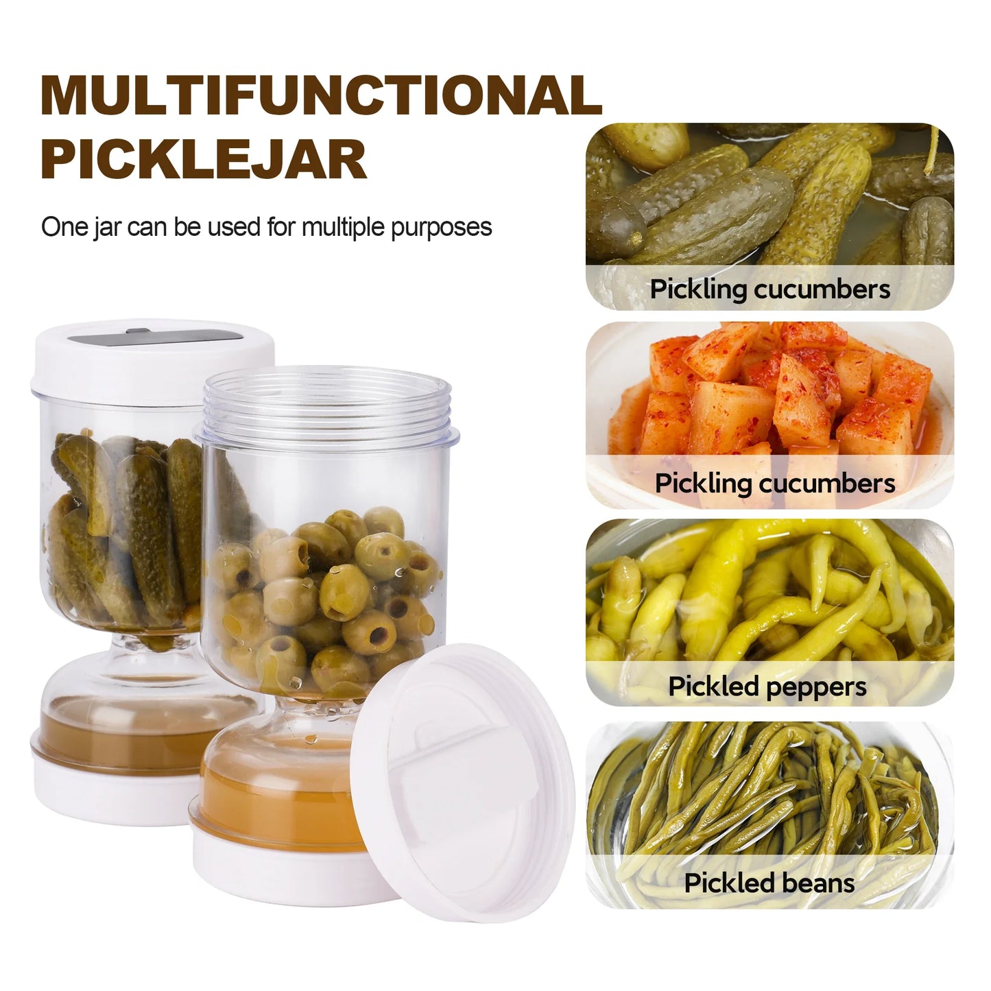 Olive and Pickle Strainer Jar, New Olive Container Hourglass Jar with
