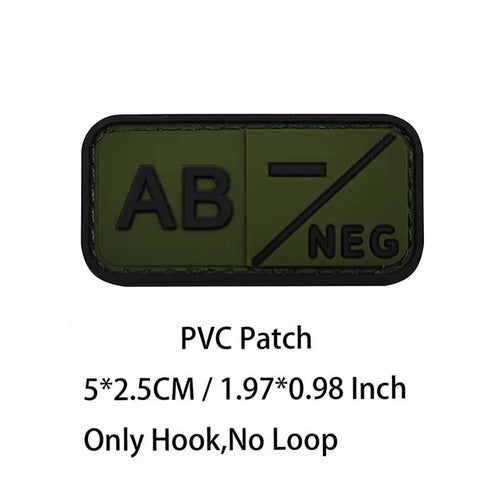 Small Patch with Hook,PVC Blood Type A B AB O POS NEG Emblemen,Patches