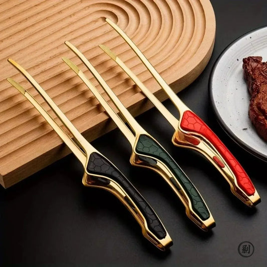 Non-Stick Stainless Steel Barbecue Tongs Anti-scald Anti-slip Steak