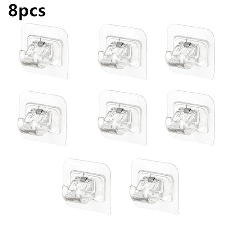 Set of 2/4/8 Self Adhesive Hooks Punch-free Curtain Rod Clip Hook