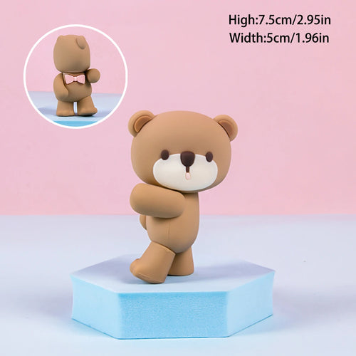 Pink Blue Bear Cake Topper Bear Doll Ornaments Insert Birthday Cake