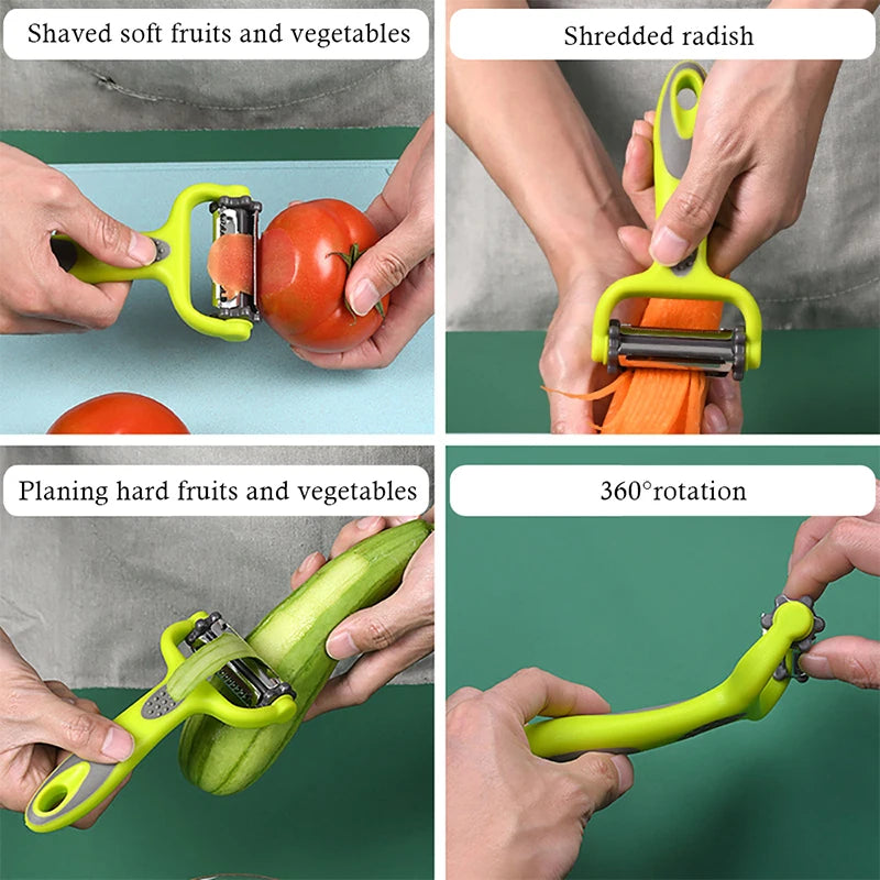 3 In 1 Rotary Peeler Fruit Vegetables Cabbage Graters Salad Carrot