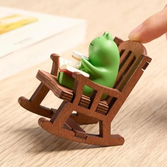 Frog Rocker Chair Cute Japanese Healing Small Decoration Office