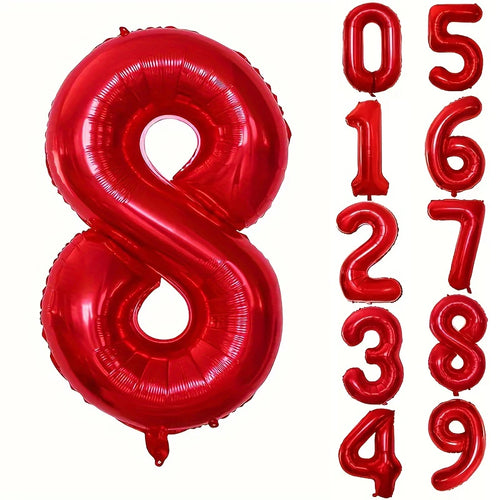 32INCH Red Number Foil Balloons for Birthday Anniversary Party Decor,