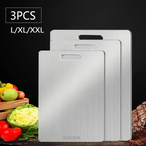 Double Sided 304 Stainless Steel Cutting Board Anti-Slip Chopping