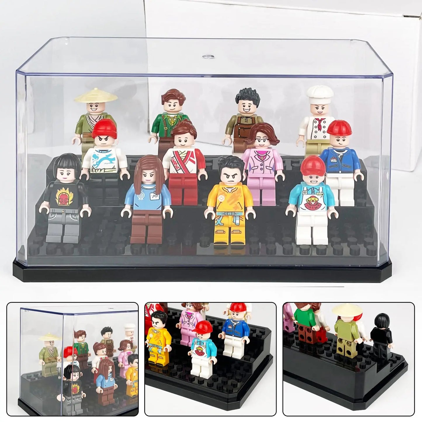 Acrylic Minifigures Display Case, Stackable and Dustproof Building