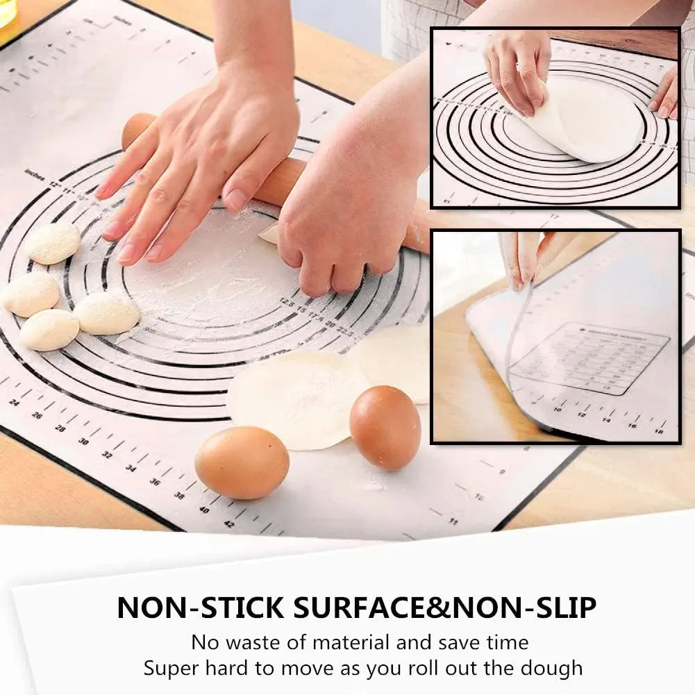 Black And Red Kneading Dough Mat Silicone Baking Mat Pizza Cake Dough