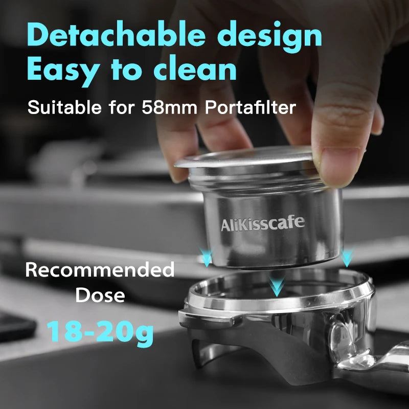 AliKisscafe 58mm to 49mm Step Down Portafilter Basket Kit Coffee