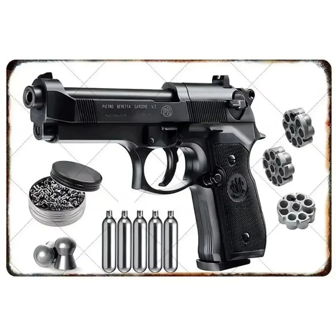 Pistol Metal Signs, Exuding Military Flair, Ideal As Wall Decoration