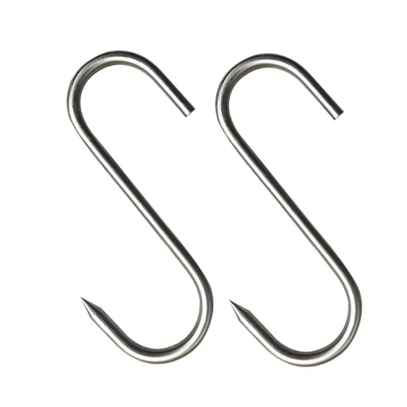 Stainless Steel S Hooks with Sharp Tip Utensil Meat Clothes Hanger