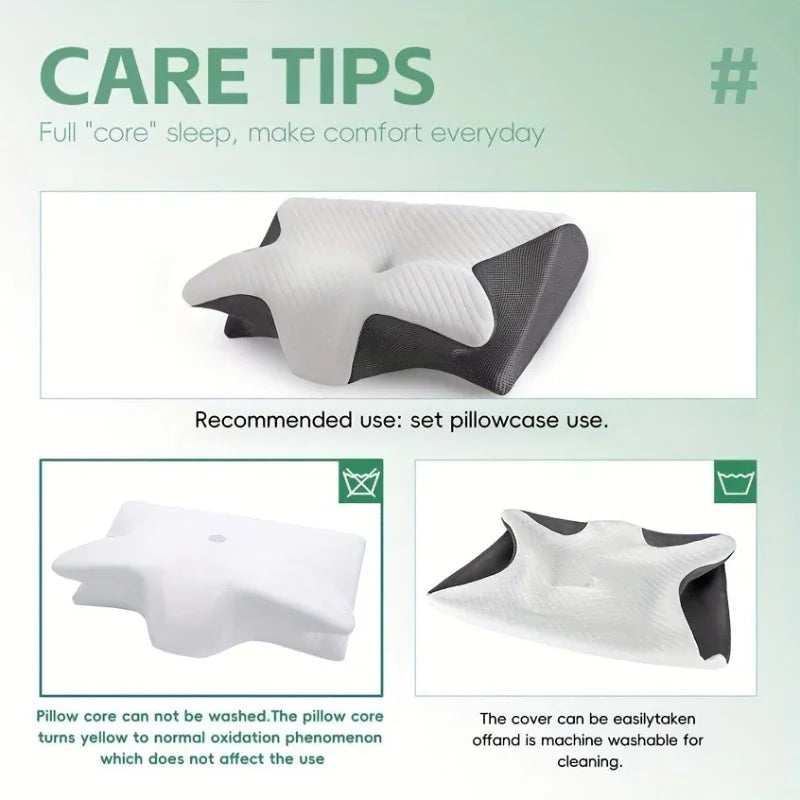 Ergonomic Neck Horn Pillow for Side, Back and Stomach Sleepers -