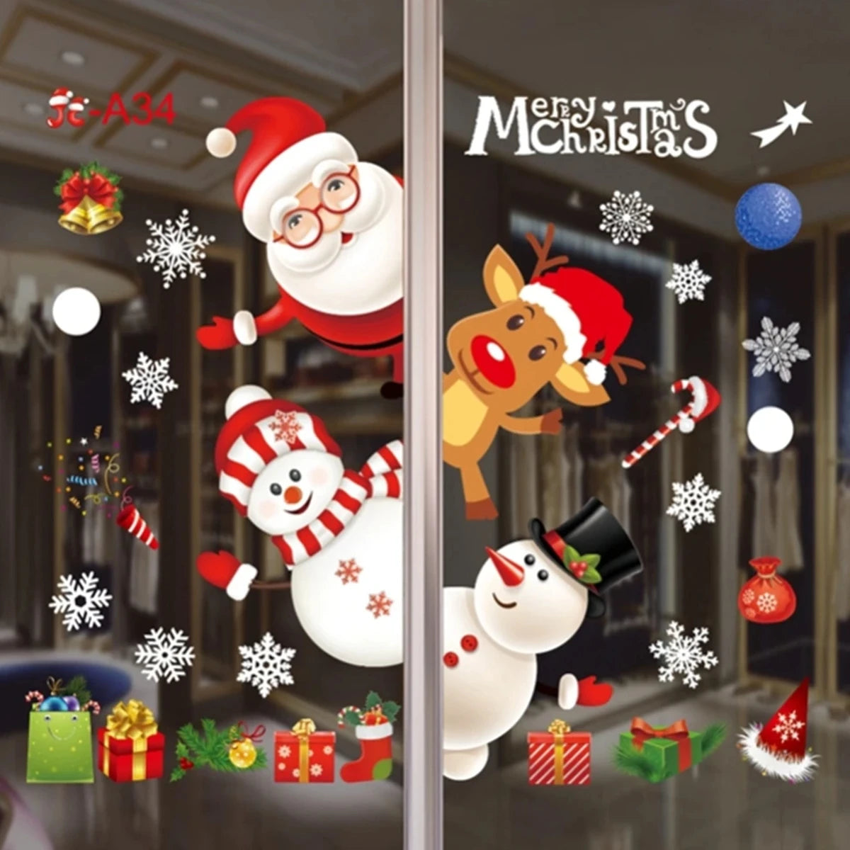 Christmas Window Stickers Merry Christmas Decorations for Home 2025