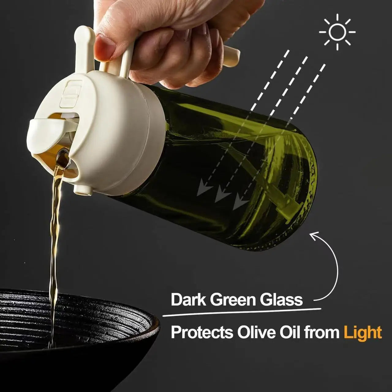 16oz/470ml Leakproof 2-in-1 Glass Oil Dispenser & Sprayer for Cooking