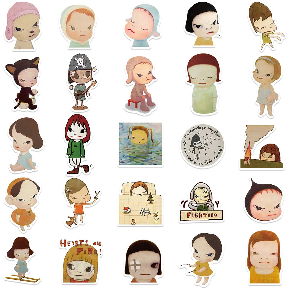 50PCS Japan Nara Yoshitomo Stickers Cute Decal Laptop Motorcycle