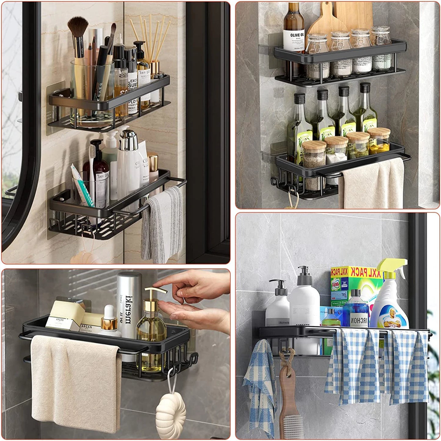 Wall Hanging Corner Rectangular Rack Bathroom Shelf Towel Rack Shelves