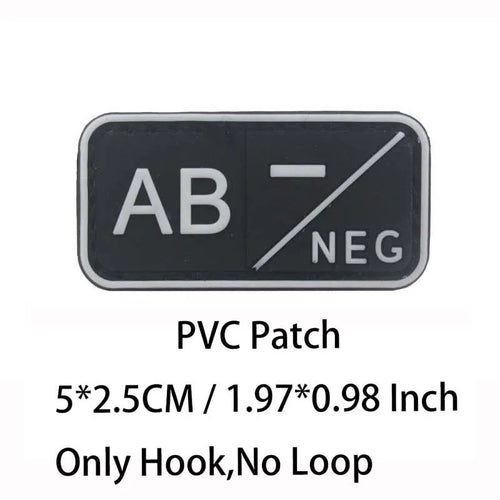 Small Patch with Hook,PVC Blood Type A B AB O POS NEG Emblemen,Patches