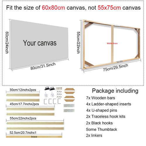 30x40 40x50 60x90cm Canvas Frame Wooden Frames Wooden Photo Oil