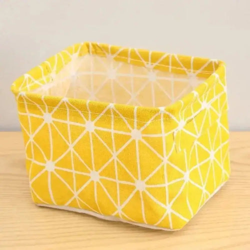 1pc Cotton Linen Fabric Waterproof Desktop Sundries Basket Storage Box