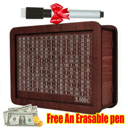 1000/3000/5000/10000 Euro Money Box Wooden Piggy Bank Reusable Money