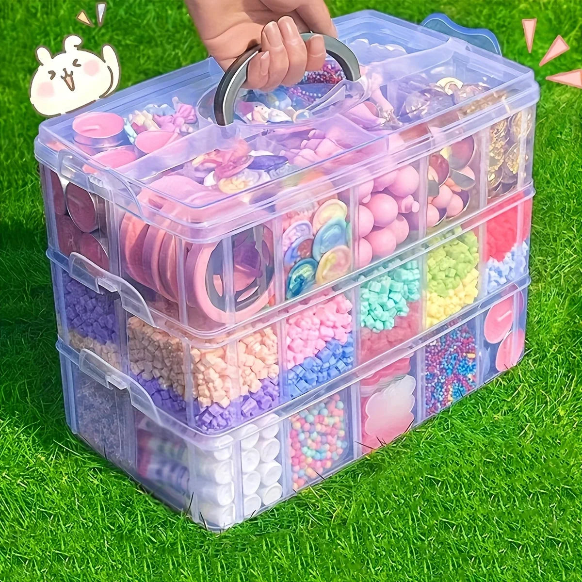 3-layer 18 Compartment Transparent Storage Box, Jewelry and Toy
