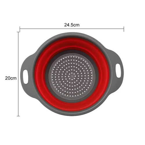 1/2pcs Silicone Round Folding Vegetable Fruits Washing Drain Basket