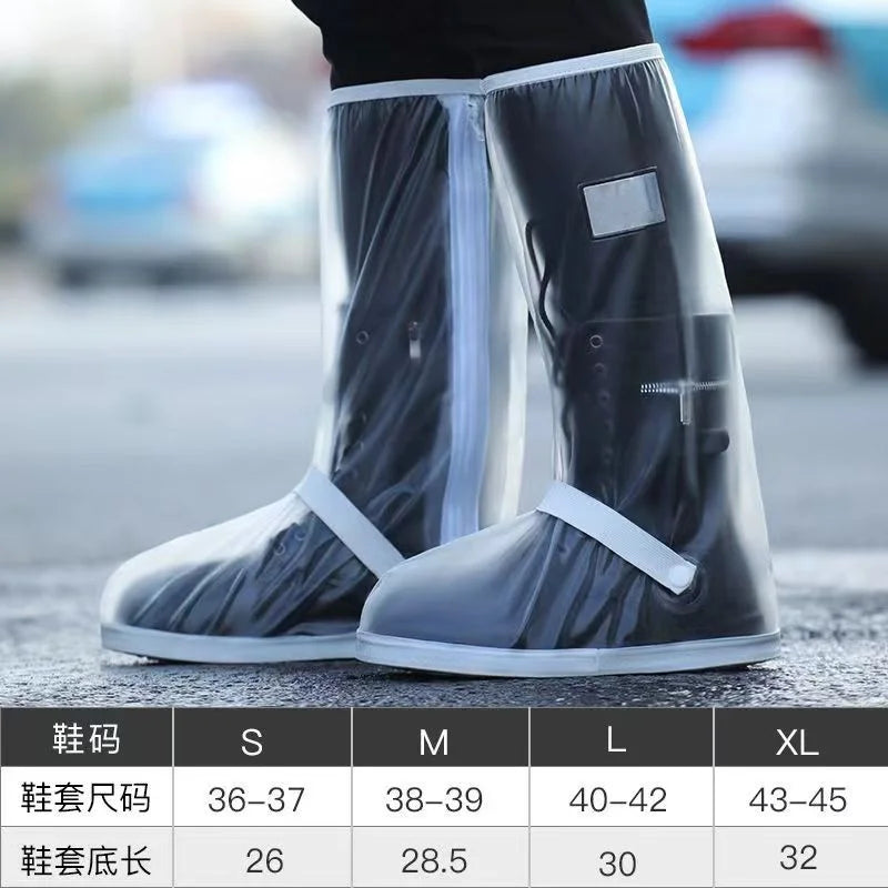 Rain Boot Shoe Cover Black Waterproof with Reflector High Top Clear