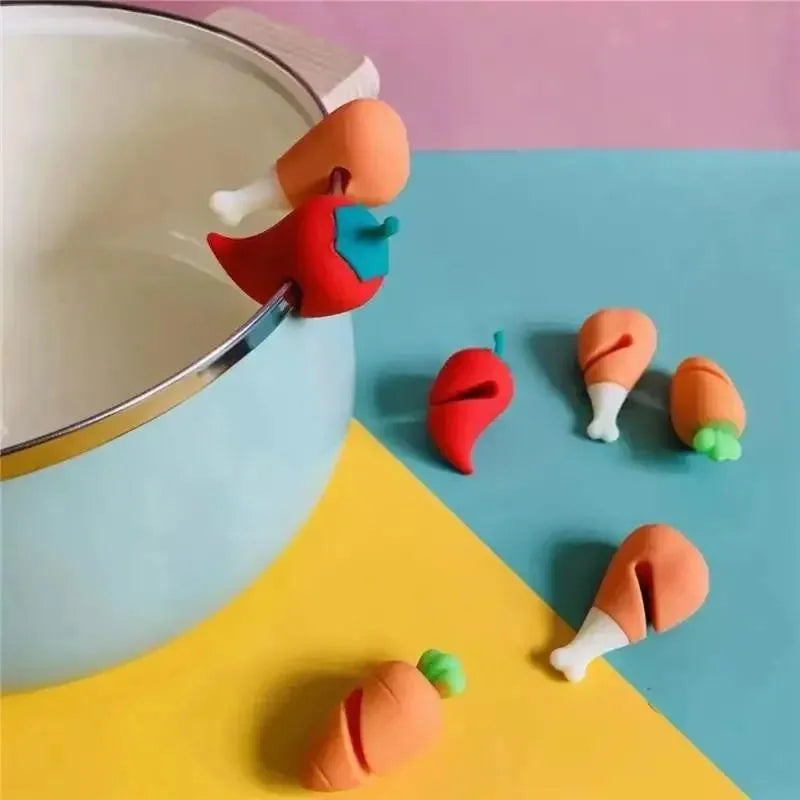 Silicone Pot Lid Anti-spill Rack Heat-resistant Anti-Overflow Stoppers