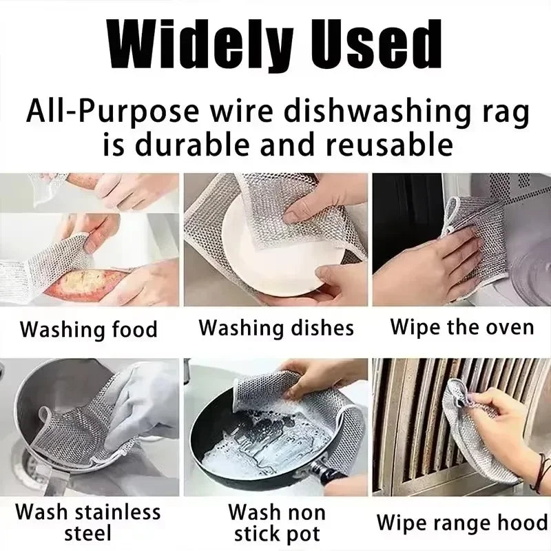 Thickened Steel Wire Cleaning Cloth Non-Scratch Double-layer Iron