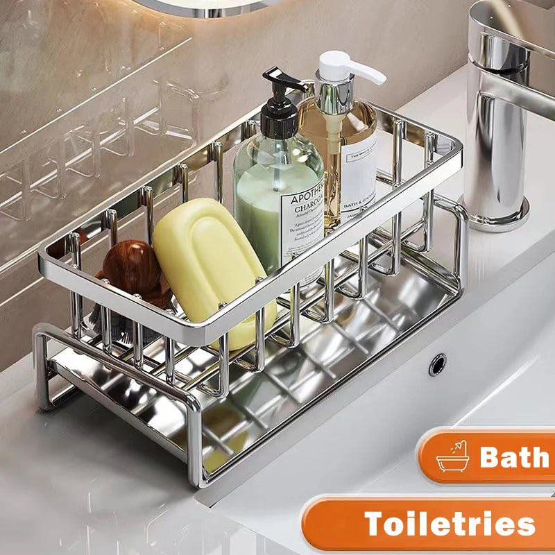 Sink Cleaning Tools Storage Rack Kitchen Multifunctional Stainless