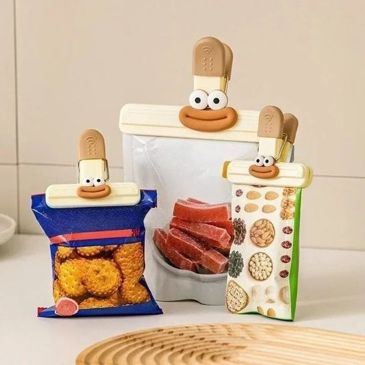 3pcs Creative Face Bag Sealing Clip Food Snack Clip Kitchen Tools