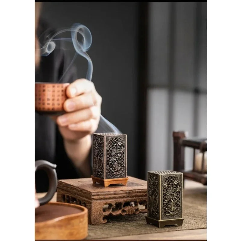 Square Vertical Incense Burner Small Xiangyun Alloy Incense Holder